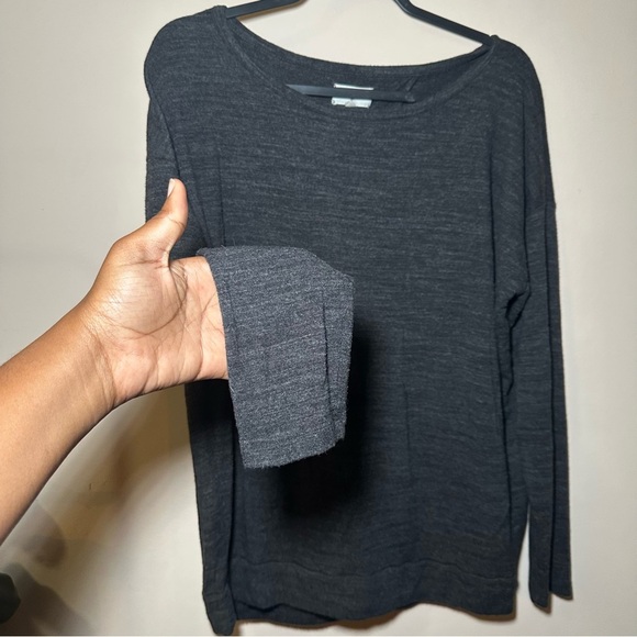 Lou & Grey Signaturesoft Charcoal Knit Open Back Long Sleeve Top Size Large - Picture 5 of 16